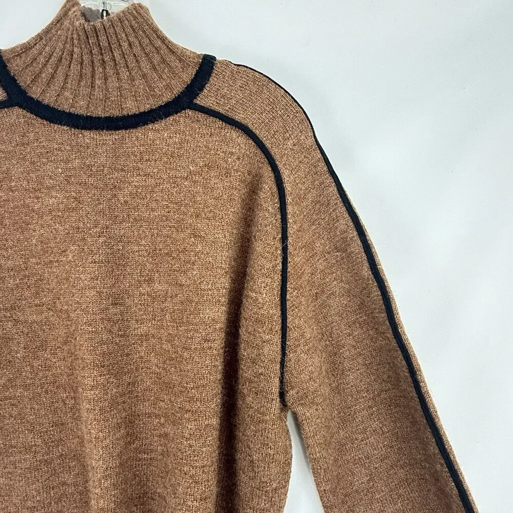 Weekend Womens Turtleneck Sweater Size L Nutmeg/Black